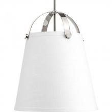  P500046-104 - Galley Collection Two-Light Polished Nickel Linen Shade Coastal Pendant Light