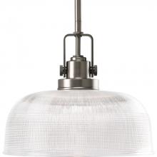  P5026-81 - Archie Collection One-Light Antique Nickel Clear Prismatic Glass Coastal Pendant Light