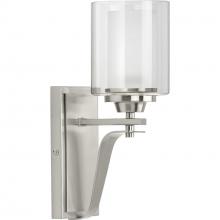  P300120-009 - Kene Collection One-Light Brushed Nickel Clear Glass Craftsman Bath Vanity Light