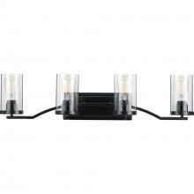 Progress P300259-031 - Lassiter Collection Four-Light Matte Black Clear Glass Modern Bath Vanity Light