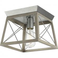  P350022-141 - Briarwood Collection One-Light Galvanized and Bleached Oak Farmhouse Style Flush Mount Ceiling Light