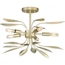  P350210-176 - Mariposa Collection Five-Light Gilded Silver Convertible Semi-Flush Ceiling or Hanging Pendant Light