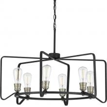  P400154-071 - Foster Collection Six-Light Gilded Iron Farmhouse Chandelier Light