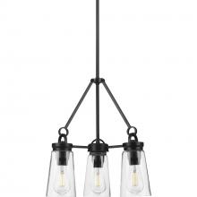  P400235-031 - Stockbrace Collection Three-Light Matte Black and Clear Glass Farmhouse Style Chandelier Light