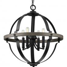  P500278-031 - Lockhart Collection Four-Light Matte Black/Aged Oak Farmhouse Style Hanging Pendant Light