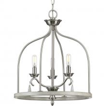  P500296-009 - Vinings Collection Three-Light Brushed Nickel and Grey Washed Oak Foyer Pendant Light