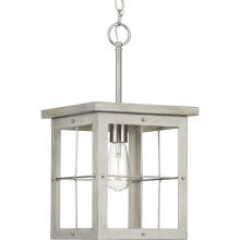  P500317-009 - Hedgerow Collection One-Light Brushed Nickel and Grey Washed Oak Farmhouse Style Hanging Mini-Pendan