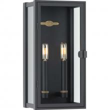  P560268-031 - Stature Collection Two-Light Textured Black and Clear Glass Transitional Style Medium Outdoor Wall L