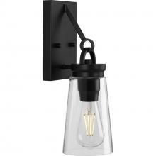  P710097-031 - Stockbrace Collection One-Light Matte Black and Clear Glass Farmhouse Style Wall Light