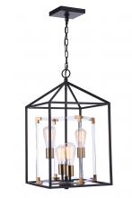  P986FBSB4 - Aaron 4 Light Acrylic Pendant in Flat Black/Satin Brass