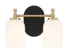  60302-FBSB - Council 2 Light Vanity in Flat Black/Satin Brass