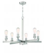  53126-BNK - Chicago 6 Light Chandelier in Brushed Polished Nickel