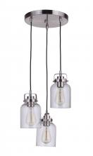  53692-BNK - Foxwood 3 Light Pendant in Brushed Polished Nickel