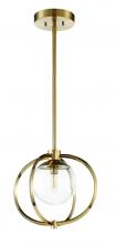  45591-SB - Piltz 1 Light Mini Pendant in Satin Brass