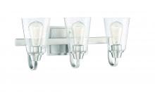  41903-BNK-CS - Grace 3 Light Vanity in Brushed Polished Nickel (Clear Seeded Glass)