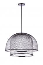  P1006BNK-LED - 24.25â€ Diameter Sculptural Statement Metal Mesh Dome 2 Shade Pendant in Brushed Polished Nickel