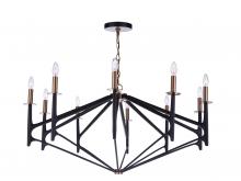  55510-FBSB - The Reserve 10 Light Chandelier in Flat Black/Satin Brass