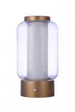  86274R-LED - Outdoor Rechargeable Dimmable LED Portable Lamp w/ USB port in Satin Brass