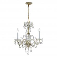  5044-PB-CL-MWP - Traditional Crystal 3 Light Clear Crystal Polished Brass Mini Chandelier