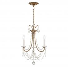  KAR-90903-AG-CL-MWP - Karrington 3 Light Aged Brass Mini Chandelier