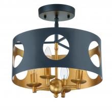  ODE-700-BK-GA_CEILING - Odelle 4 Light Black + Antique Gold Semi Flush Mount