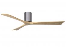  IR3H-BP-LM-60 - Irene-3H three-blade flush mount paddle fan in Brushed Pewter finish with 60” Light Maple tone b