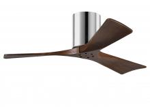  IR3H-CR-WA-42 - Irene-3H three-blade flush mount paddle fan in Polished Chrome finish with 42” solid walnut tone