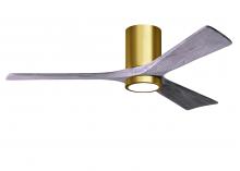  IR3HLK-BRBR-BW-52 - Irene-3HLK three-blade flush mount paddle fan in Brushed Brass finish with 52” solid barn wood t