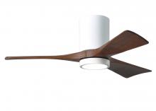  IR3HLK-WH-WA-42 - Irene-3HLK three-blade flush mount paddle fan in Gloss White finish with 42” solid walnut tone b
