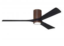  IR3HLK-WN-BK-60 - Irene-3HLK three-blade flush mount paddle fan in Walnut finish with 60” solid matte black wood b