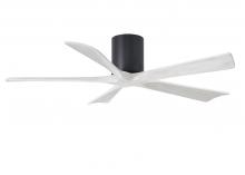  IR5H-BK-MWH-52 - Irene-5H five-blade flush mount paddle fan in Matte Black finish with 52” solid matte white wood