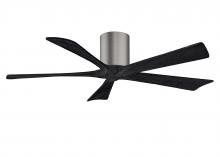  IR5H-BP-BK-52 - Irene-5H five-blade flush mount paddle fan in Brushed Pewter finish with 52” solid matte black w