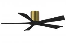  IR5H-BRBR-BK-52 - Irene-5H five-blade flush mount paddle fan in Brushed Brass finish with 52” solid matte black wo