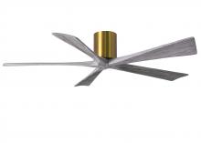  IR5H-BRBR-BW-60 - Irene-5H five-blade flush mount paddle fan in Brushed Brass finish with 60” solid barn wood tone