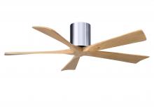  IR5H-CR-LM-52 - Irene-5H three-blade flush mount paddle fan in Polished Chrome finish with 52” Light Maple tone