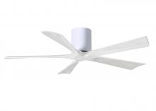  IR5H-WH-MWH-52 - Irene-5H five-blade flush mount paddle fan in Gloss White finish with 52” solid matte white wood