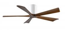  IR5H-WH-WA-52 - Irene-5H five-blade flush mount paddle fan in Gloss White finish with 52” solid walnut tone blad