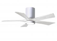  IR5HLK-WH-MWH-42 - IR5HLK five-blade flush mount paddle fan in Gloss White finish with 42” solid matte white wood b