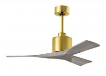  NK-BRBR-GA-42 - Nan 6-speed ceiling fan in Brushed Brass finish with 42” solid gray ash tone wood blades