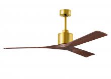  NK-BRBR-WA-60 - Nan 6-speed ceiling fan in Brushed Brass finish with 60” solid walnut tone wood blades