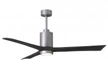  PA3-BN-BK-60 - Patricia-3 three-blade ceiling fan in Brushed Nickel finish with 60” solid matte black wood blad