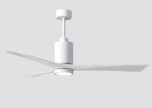  PA3-WH-MWH-60 - Patricia-3 three-blade ceiling fan in Gloss White finish with 60” solid matte white wood blades