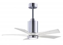  PA5-CR-MWH-42 - Patricia-5 five-blade ceiling fan in Polished Chrome finish with 42” solid matte white wood blad