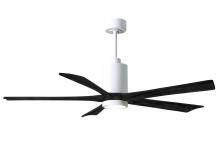  PA5-WH-BK-60 - Patricia-5 five-blade ceiling fan in Gloss White finish with 60” solid matte black wood blades a