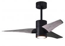  SJ-BK-BW-42 - Super Janet three-blade ceiling fan in Matte Black finish with 42” solid barn wood tone blades a