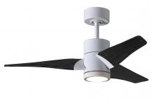 SJ-WH-BK-42 - Super Janet three-blade ceiling fan in Gloss White finish with 42” solid matte blade wood blades
