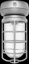  VX2F32S - Vaporproof, 2400 lumens, CFL, ceiling mount, 32W, QT, 1/2 inch, Silver, with glass globe, Cast gua