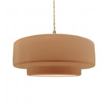  CER-6545-ADOB-BRSS-BEIG-TWST - Large Tier 1-Light Pendant