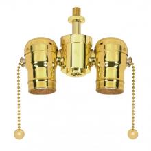  80/1523 - Medium Base Solid Brass Cluster Body; Polished Brass Finish; 1/8 IP Nipple And Locknut Top; 1/4 IP