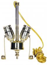  80/1763 - Medium Base 2-Light Pull Chain Cluster With Solid Brass Socket; Polished Brass Finish; 84" SPT-1